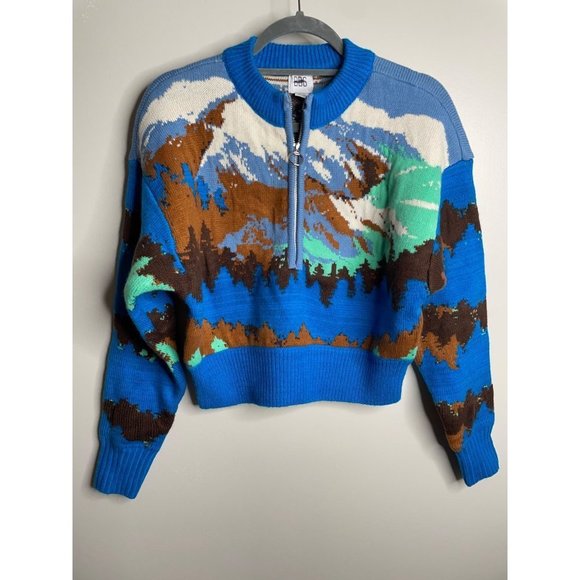 UO BDG Jesse Half-Zip Sweater Size M NWT Graphic Landscape Urban Outfitters - Picture 6 of 9